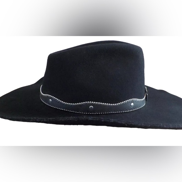 Harley Davidson Vintage 1990 Felt Wool Black Cowboy/ Western Hat Size Medium - Picture 3 of 9